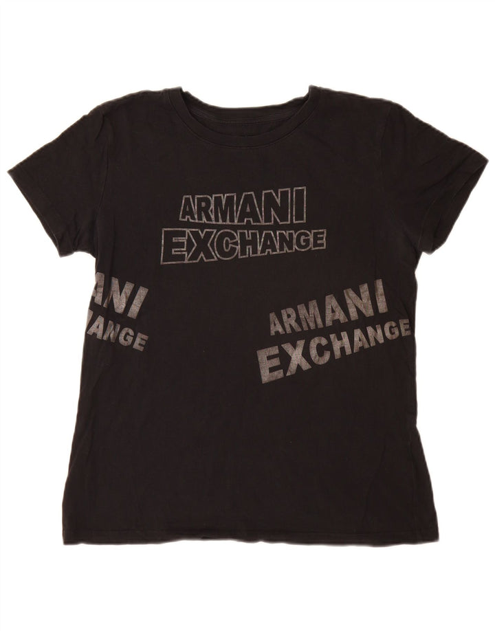 Camiseta feminina gráfica Armani Exchange Top UK 14 médio preto