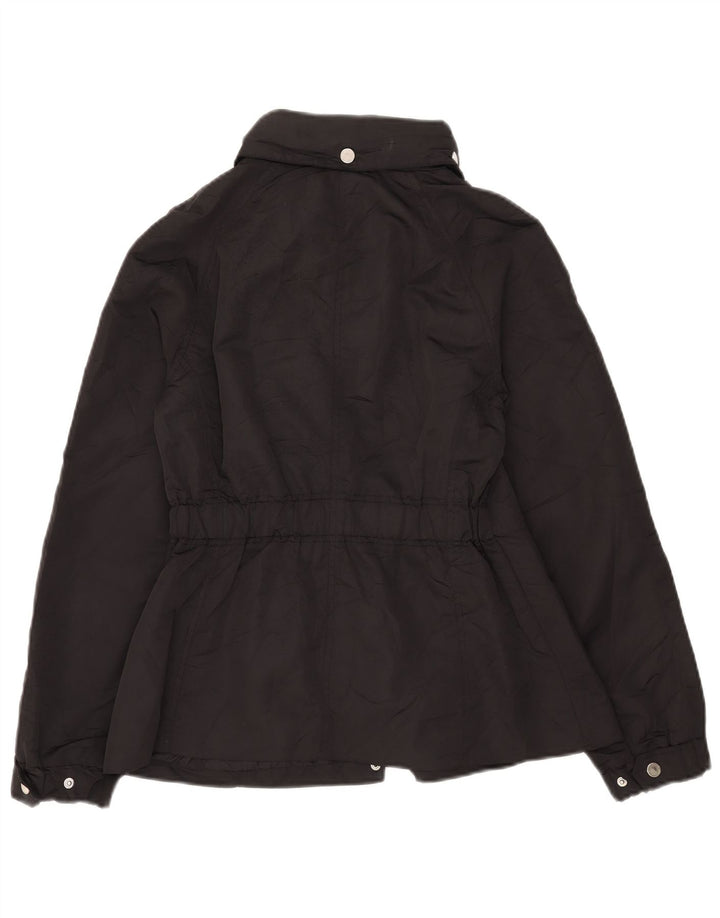 Jaqueta corta-vento feminina Massimo Dutti com capuz Reino Unido 14 poliéster preto médio