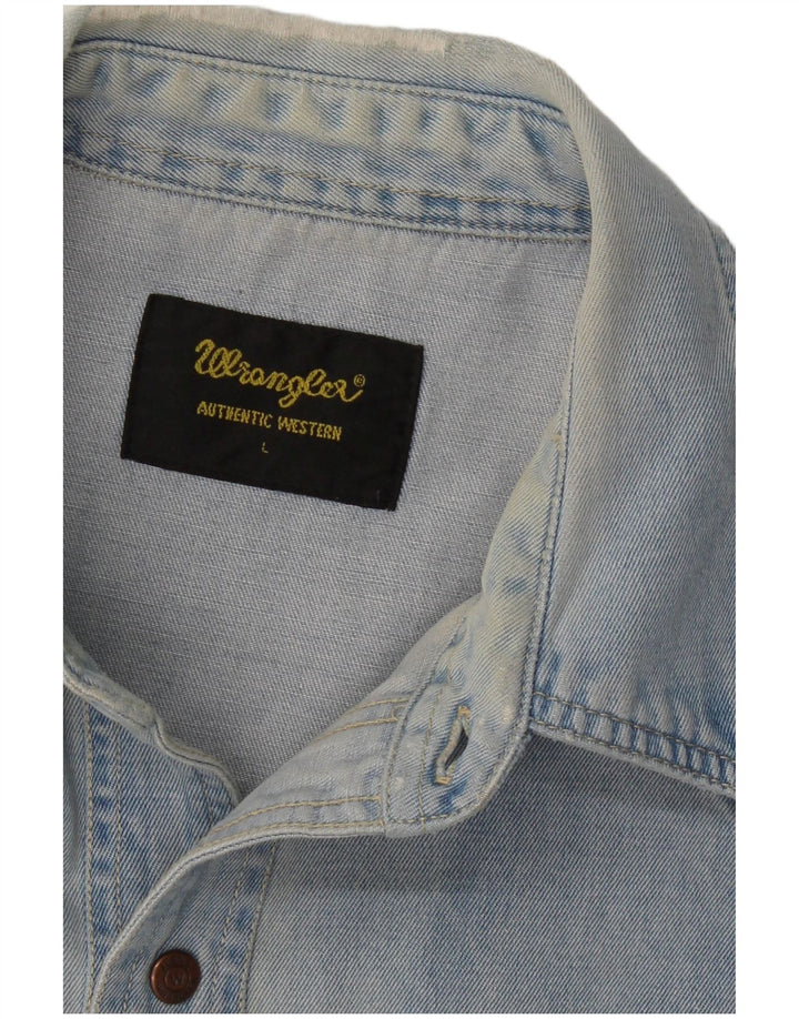 Camisa jeans masculina WRANGLER grande azul