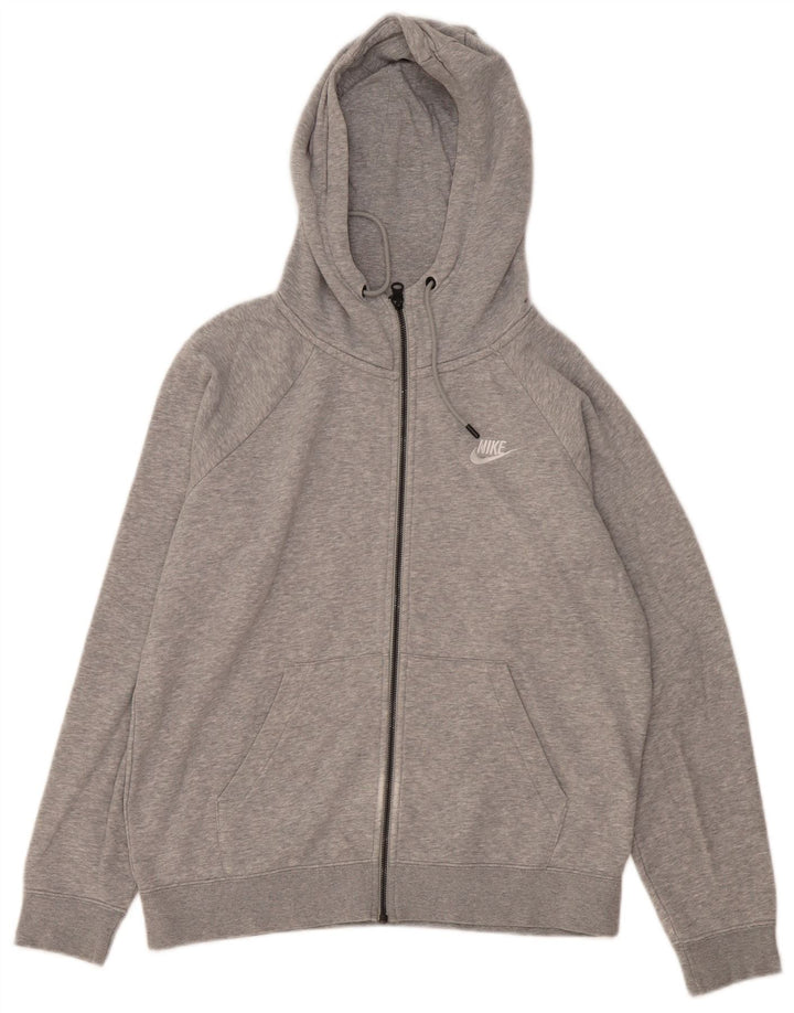 Suéter Nike masculino com capuz e zíper cinza médio manchado