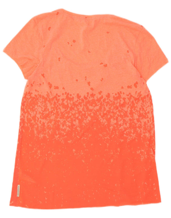 Camiseta feminina Maison Scotch Top UK 10 pequeno algodão laranja
