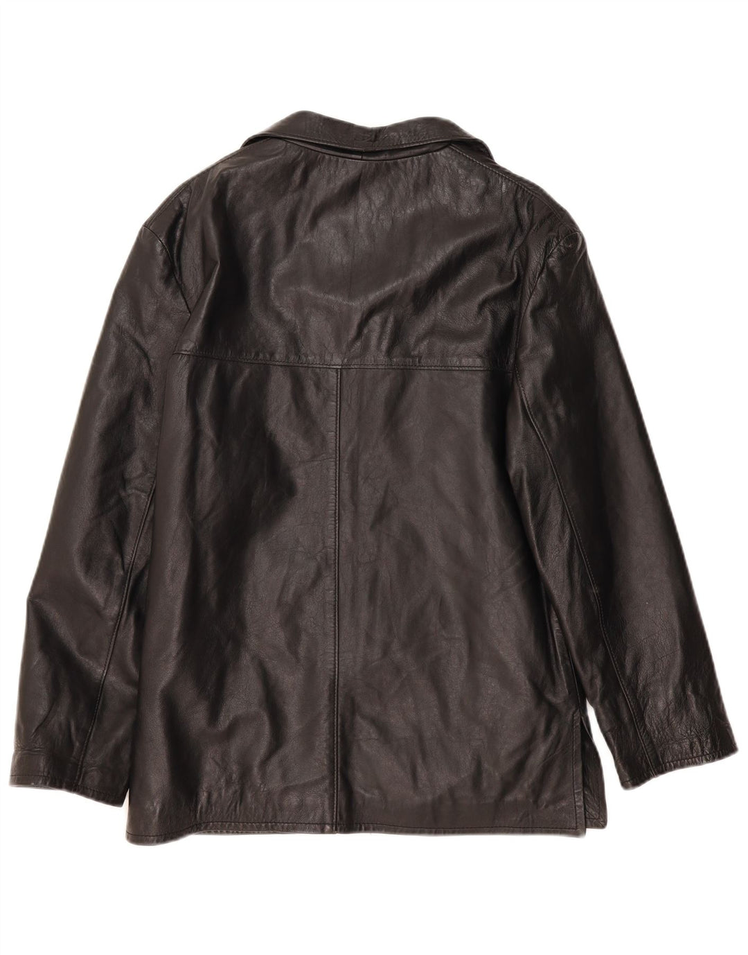 Jaqueta de couro feminina vintage Reino Unido 14 couro preto médio