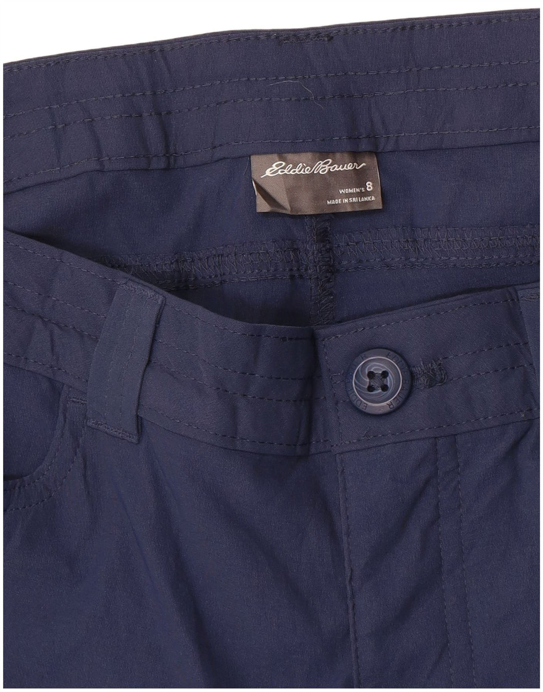 Calça capri feminina EDDIE BAUER reta EUA 8 médio W32 L20 azul marinho