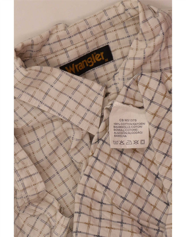 Wrangler Camisa masculina de manga curta regular fit médio algodão xadrez branco