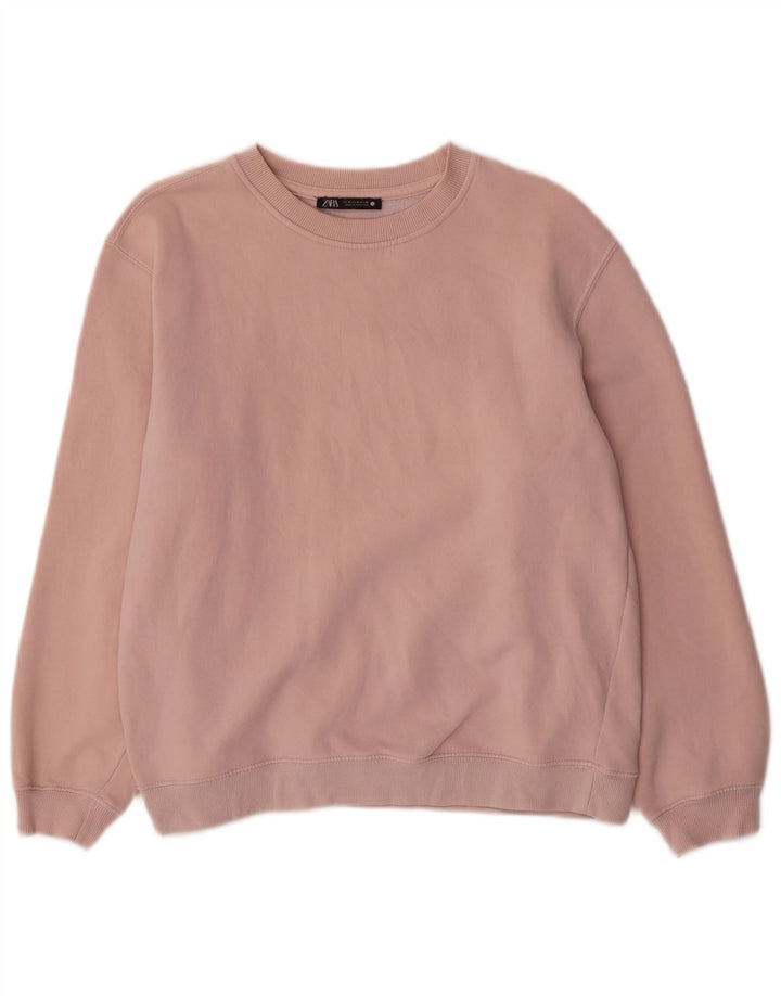 ZARA moletom feminino jumper UK 14 médio algodão rosa
