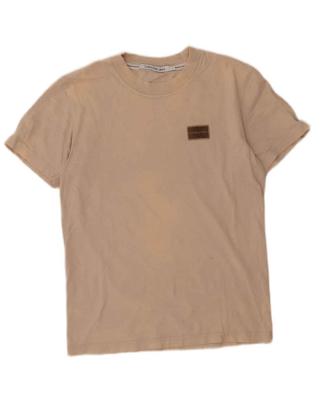 Camiseta masculina Calvin Klein Jeans pequena bege
