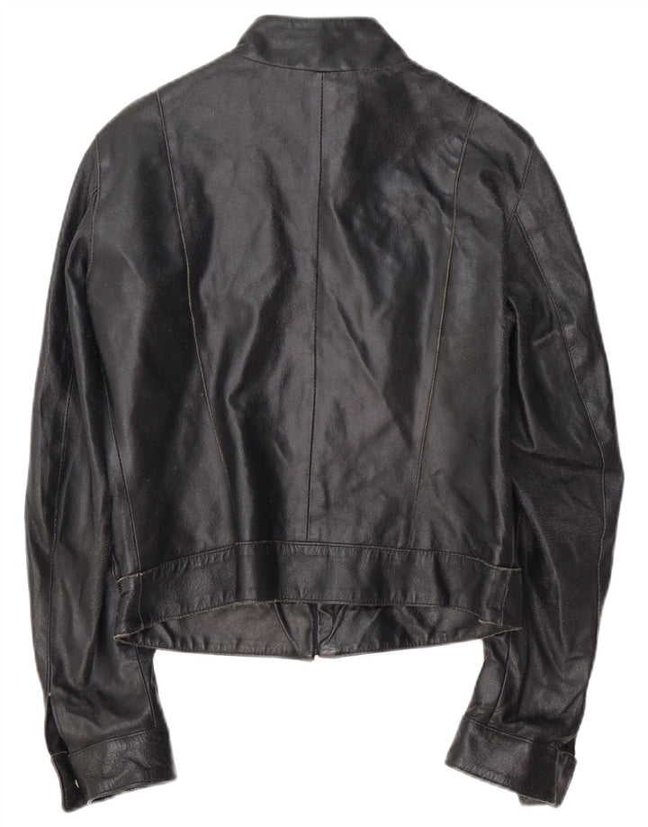 Jaqueta feminina de couro VINTAGE IT 42 couro preto médio