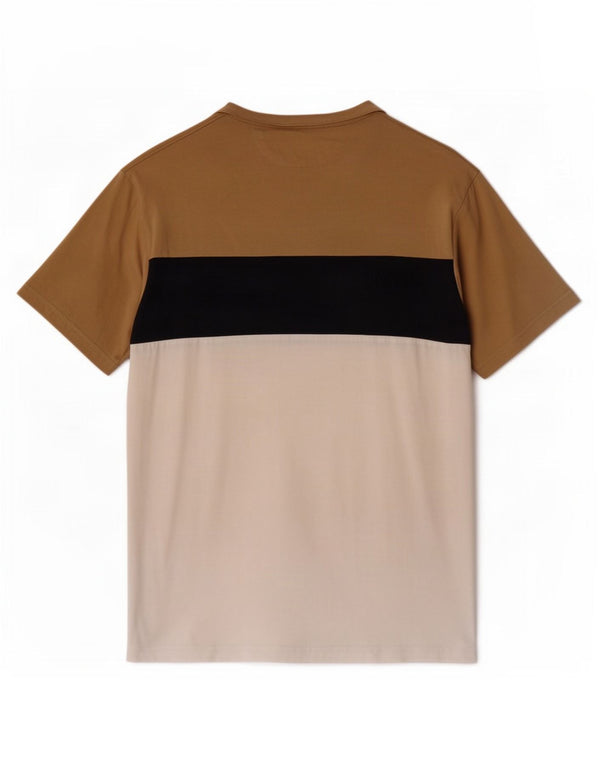 Camiseta masculina Zara Top médio bege algodão colorblock