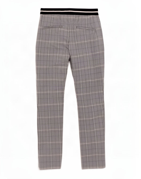 Zara Calça Chino Feminina Slim Pequena W26 L26 Azul Marinho Houndstooth