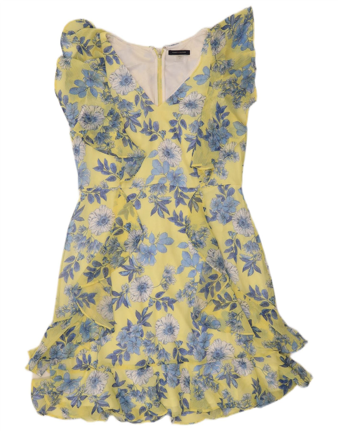 Vestido feminino TOMMY HILFIGER em linha A US 8 poliéster floral amarelo médio
