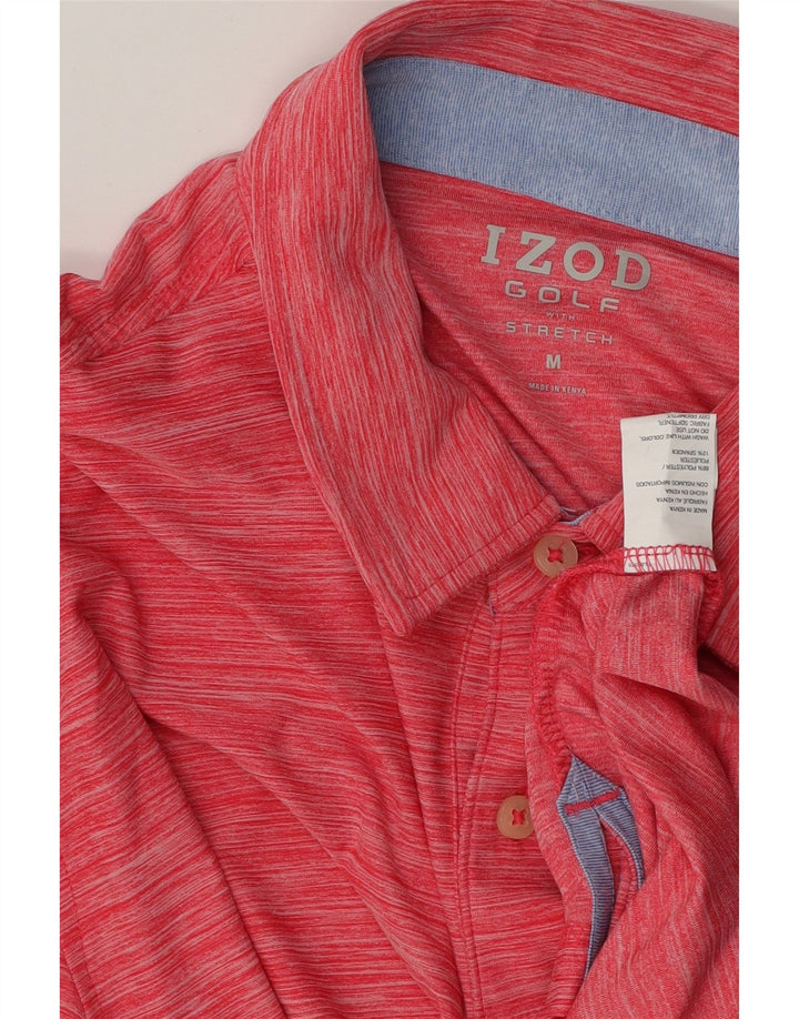 Camisa polo masculina Izod poliéster listrado vermelho médio