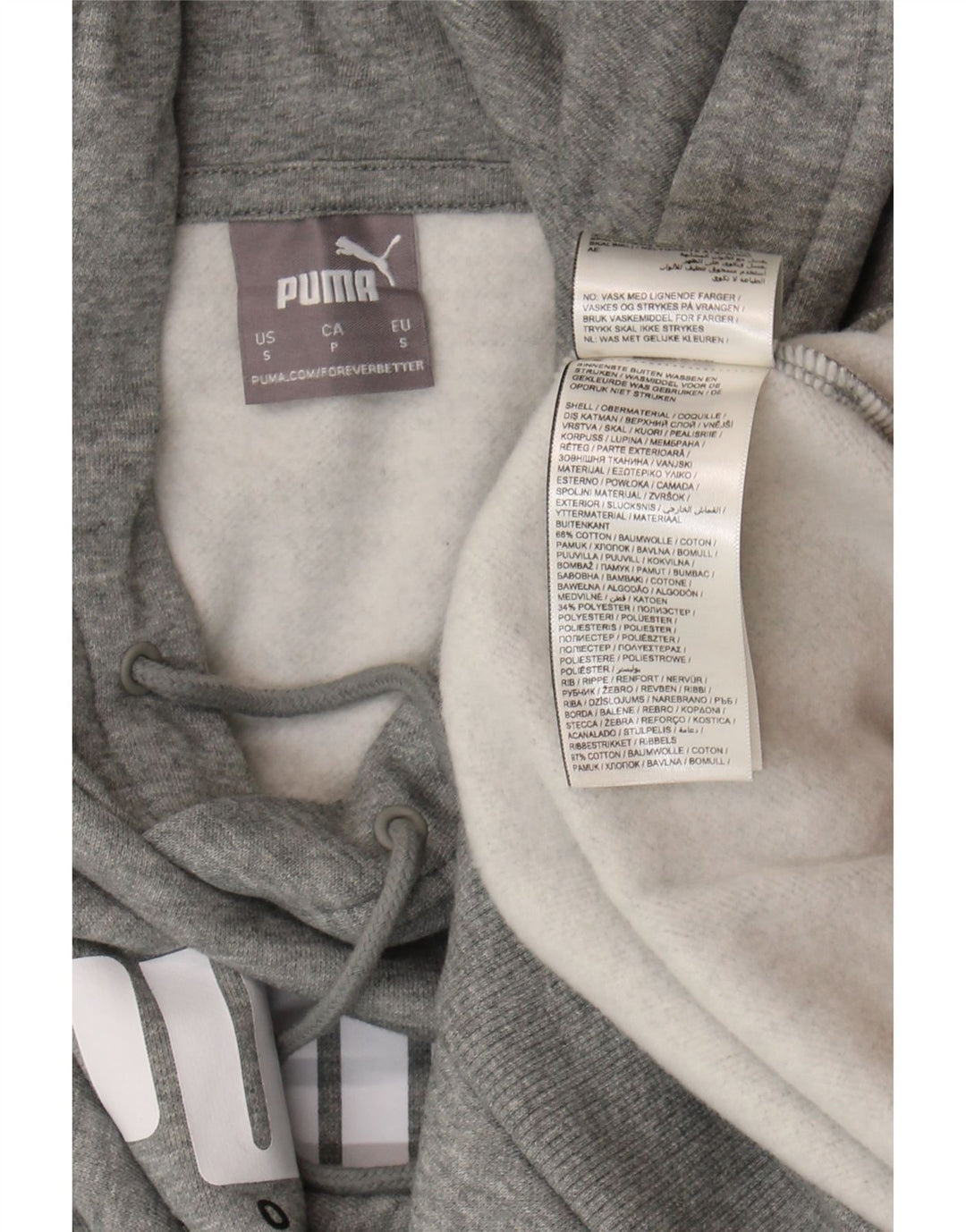 Puma masculino gráfico moletom com capuz pequeno algodão cinza