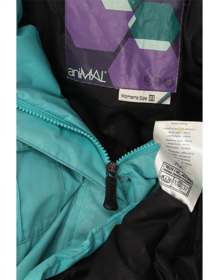 Jaqueta corta-vento com capuz feminino Animal UK 12 nylon turquesa médio