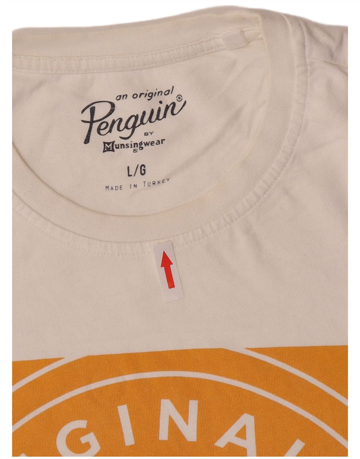 Camiseta gráfica masculina Penguin Top grande de algodão branco