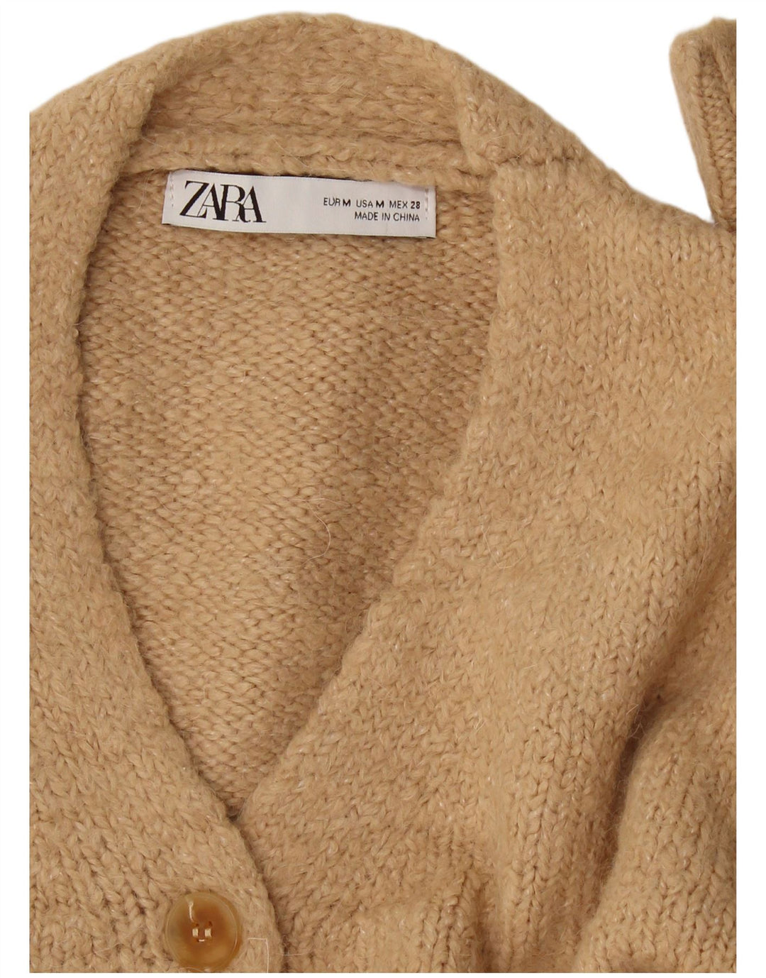 Suéter Zara Feminino Crop Cardigan Reino Unido 14 Médio Bege