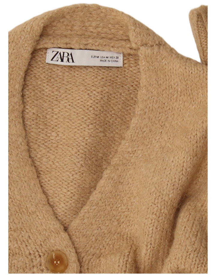 Suéter Zara Feminino Crop Cardigan Reino Unido 14 Médio Bege