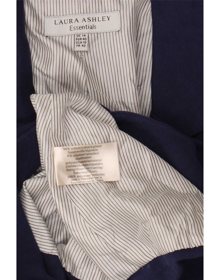 Jaqueta blazer feminina Laura Ashley com 1 botão Reino Unido 14 grande algodão azul marinho