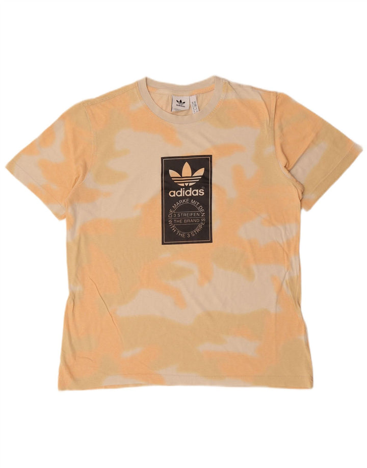Adidas Mens Graphic T-Shirt Top Médio Laranja Tie Dye Algodão