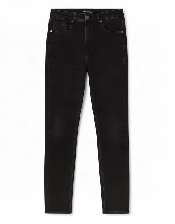 Calça jeans skinny feminina Zara cintura alta EU 42 grande W32 L30 algodão preto