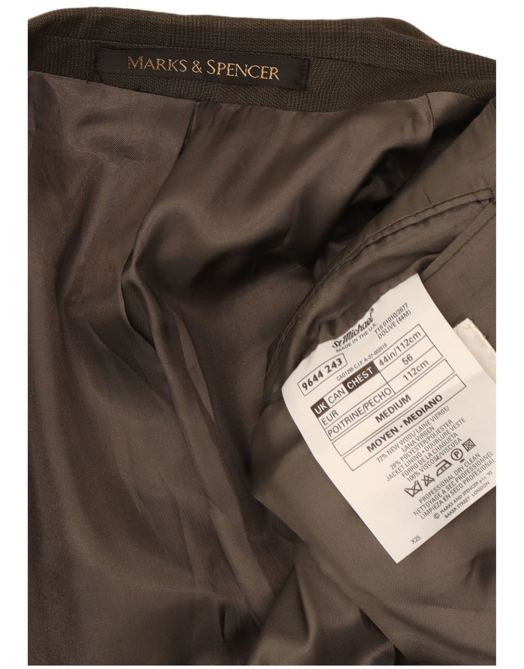 Jaqueta blazer masculina Marks & Spencer com peito duplo Reino Unido 44 XL verde xadrez