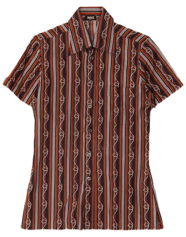 Camisa masculina de manga curta Mass tamanho 15 1/2 39 médio preto listrado