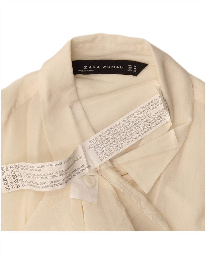 Camisa feminina Zara UK 12 médio off white seda