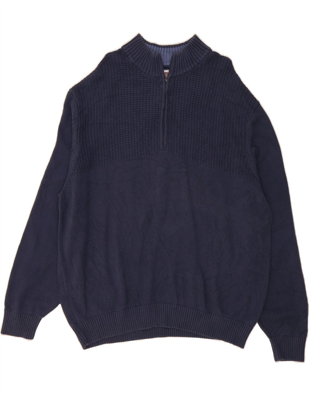 IZOD Mens Zip Neck Jumper Sweater 2XL Navy Blue Cotton Vintage Izod and Second-Hand Izod from Messina Hembry 