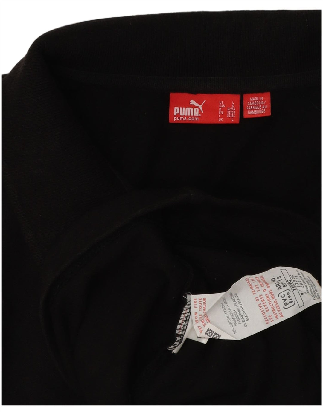 Camisa polo masculina de manga comprida Puma grande algodão preto
