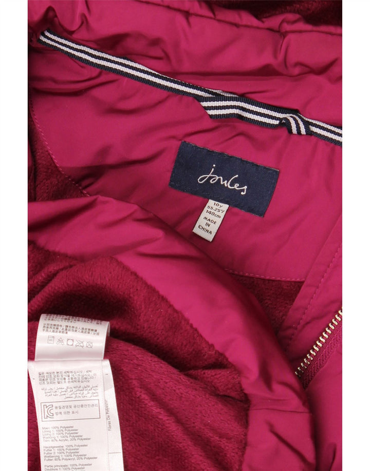 Casaco acolchoado com capuz para meninas Joules 9-10 anos poliéster rosa