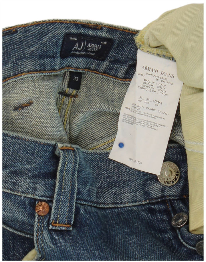 ARMANI Masculino Regular Straight Jeans W33 L34 Azul Algodão