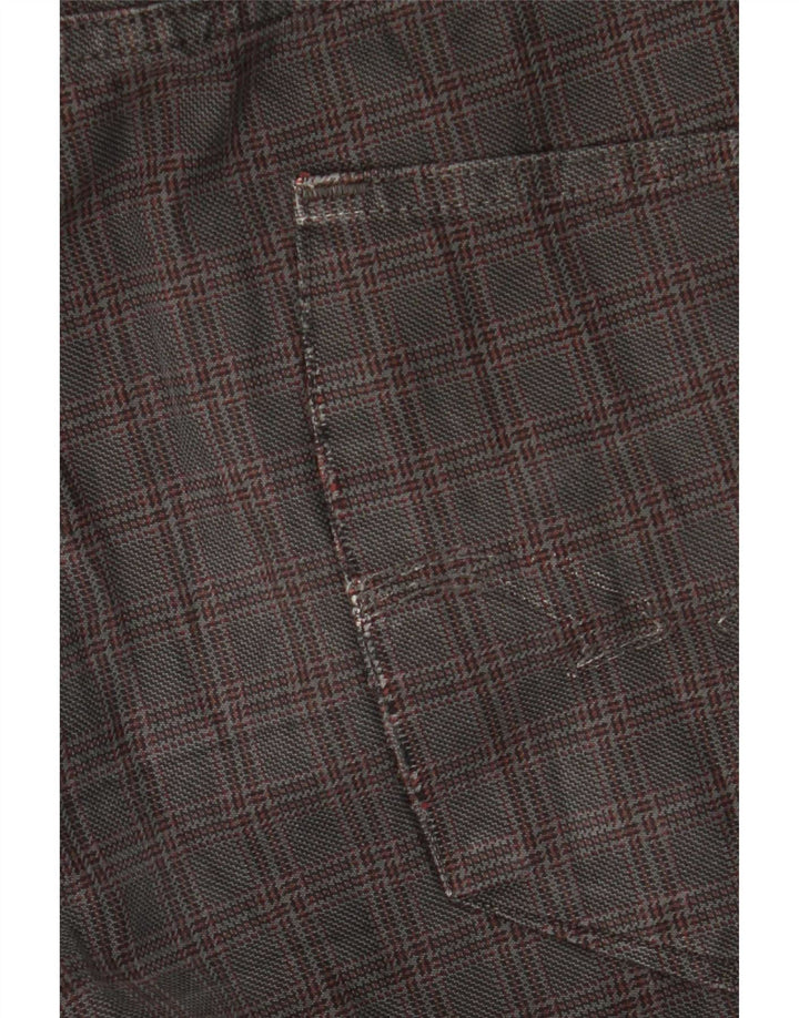 Trussardi Calça masculina reta casual W36 L32 cinza xadrez