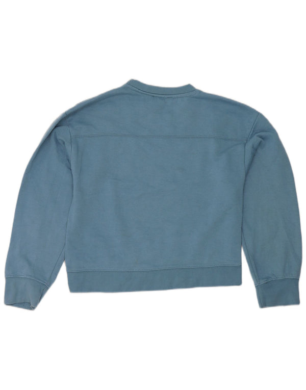 Zara Womens Crop Sweatshirt Jumper UK 10 Pequeno Azul Poliéster