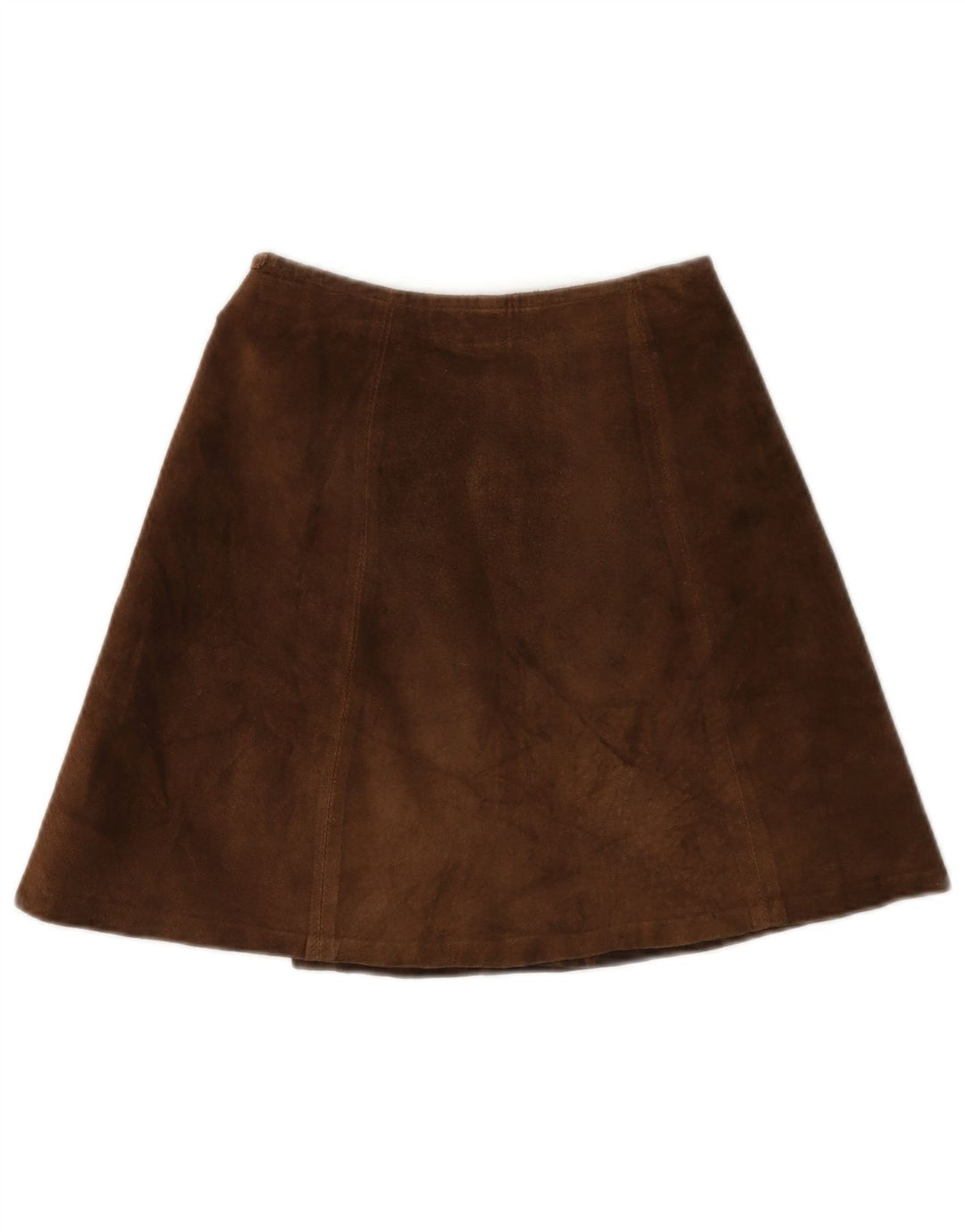 Mini saia envoltória de camurça feminina vintage IT 42 médio W26 couro marrom