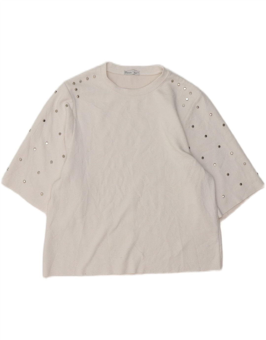 Zara Blusa Feminina Top UK 10 Pequena Branca