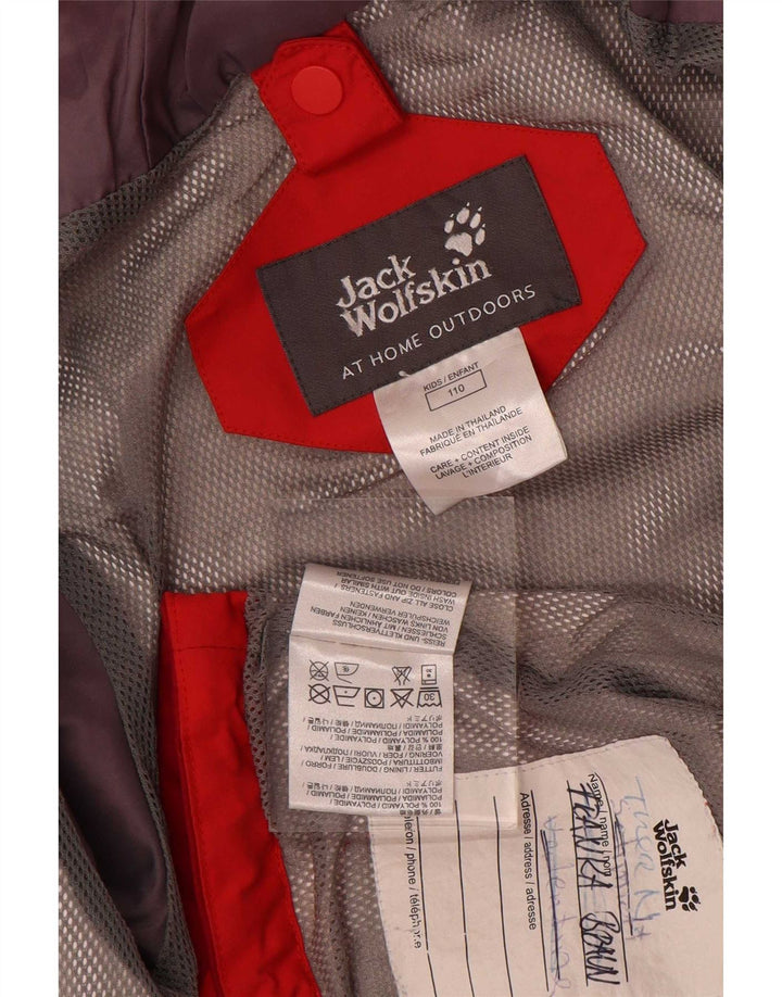 Jaqueta de chuva com capuz para meninos Jack Wolfskin 4-5 anos vermelho colorblock poliamida