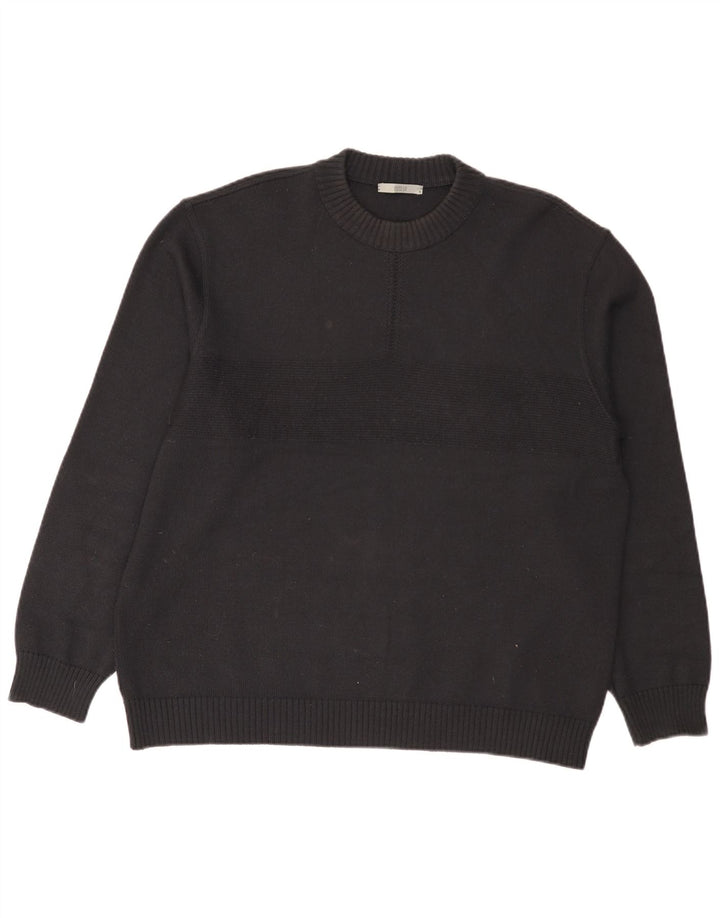 Suéter masculino Marks & Spencer com gola redonda grande acrílico azul marinho