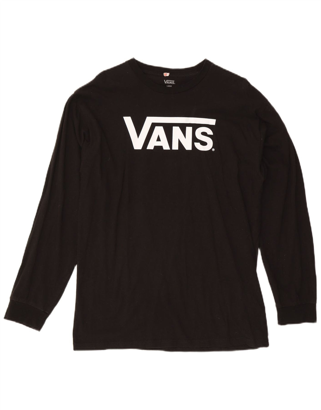 Vans Mens Graphic Top Manga Longa Grande Algodão Preto