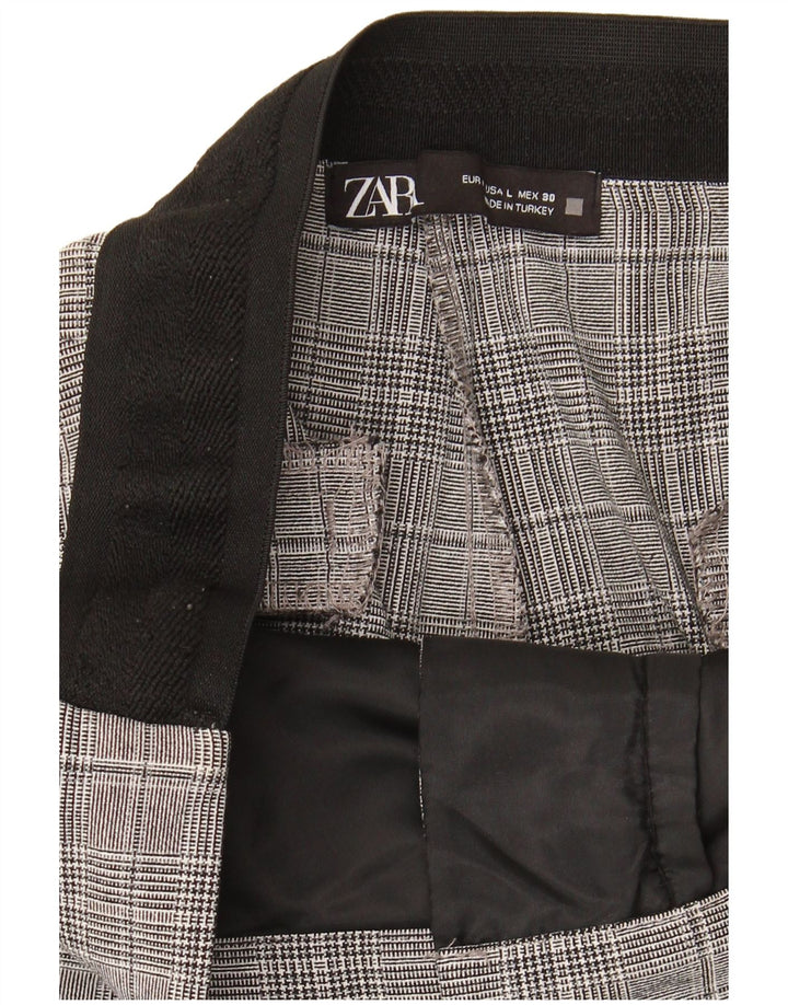 Zara Calça feminina cortada grande W30 L25 xadrez cinza