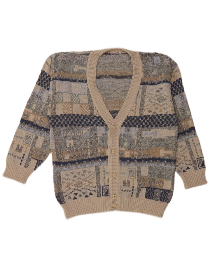 Suéter Cardigan Masculino Vintage Médio Multicolorido Geométrico
