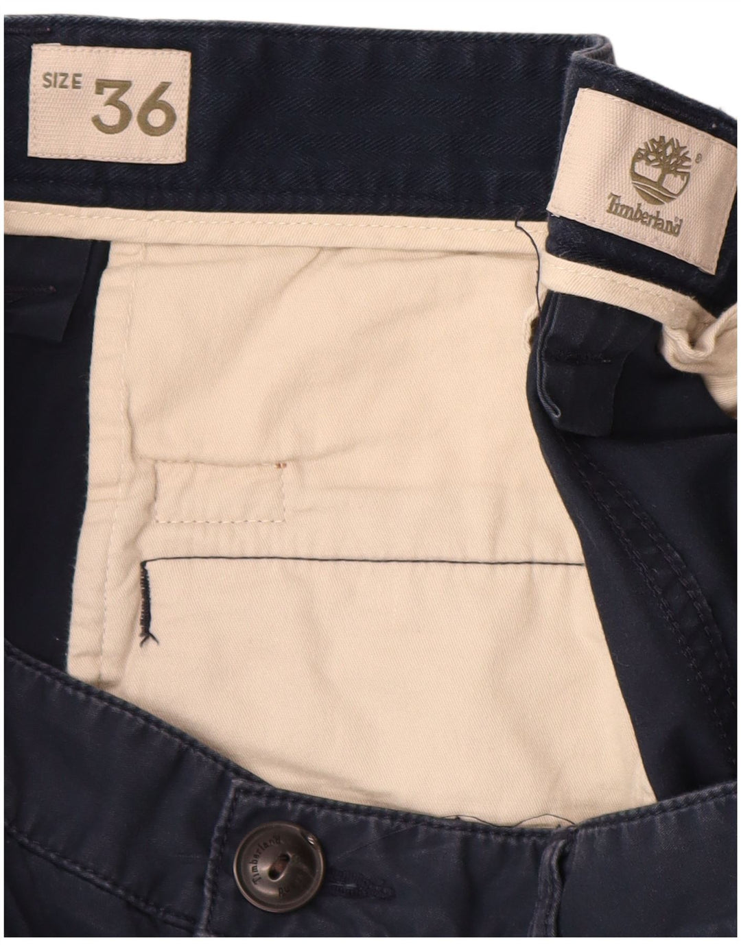 Calça chino reta masculina TIMBERLAND W36 L30 algodão azul marinho