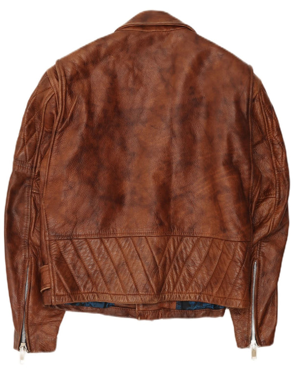 Jaqueta masculina de couro para motociclista Easyriders Reino Unido 36 pequena marrom