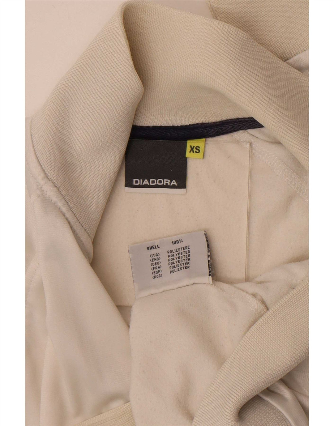 Diadora Womens Tracksuit Top Jacket UK 6 XS Off White Poliéster