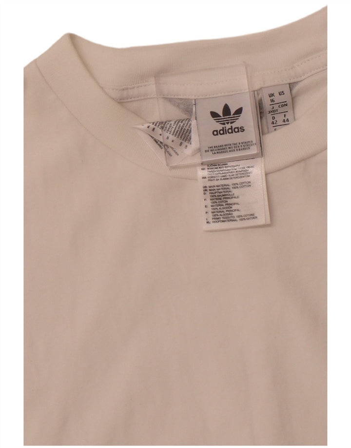 Vestido camiseta feminino sem mangas ADIDAS UK 16 grande algodão branco