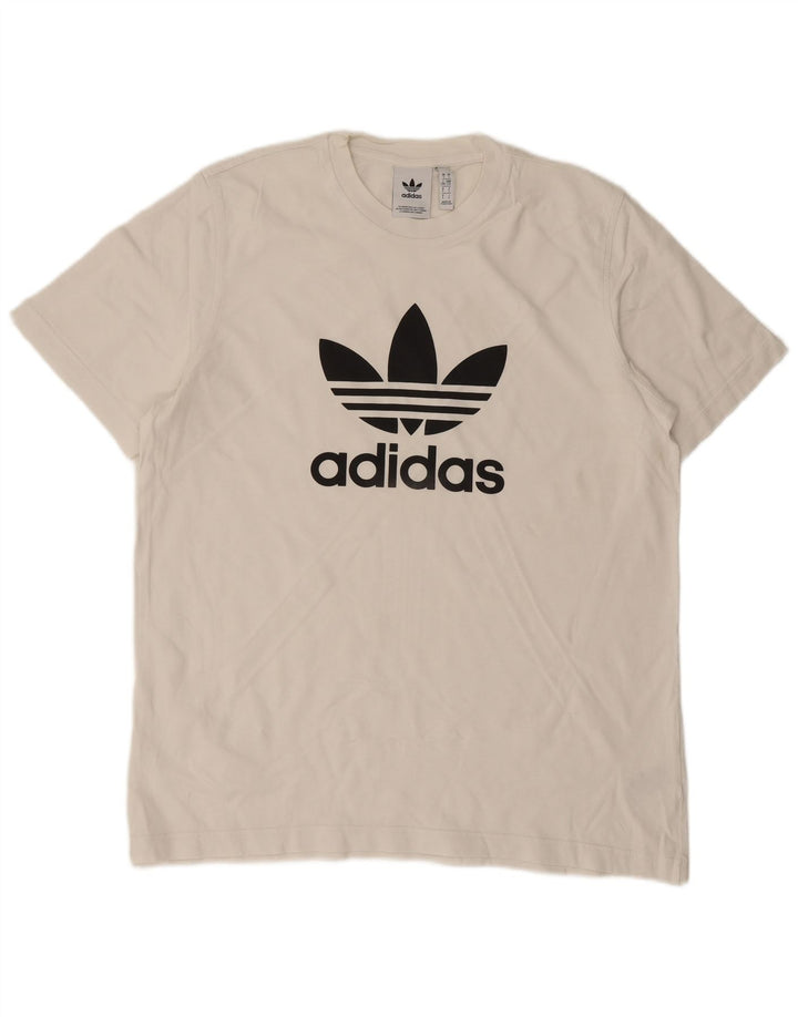 ADIDAS Mens Graphic T-Shirt Top Grande Algodão Branco