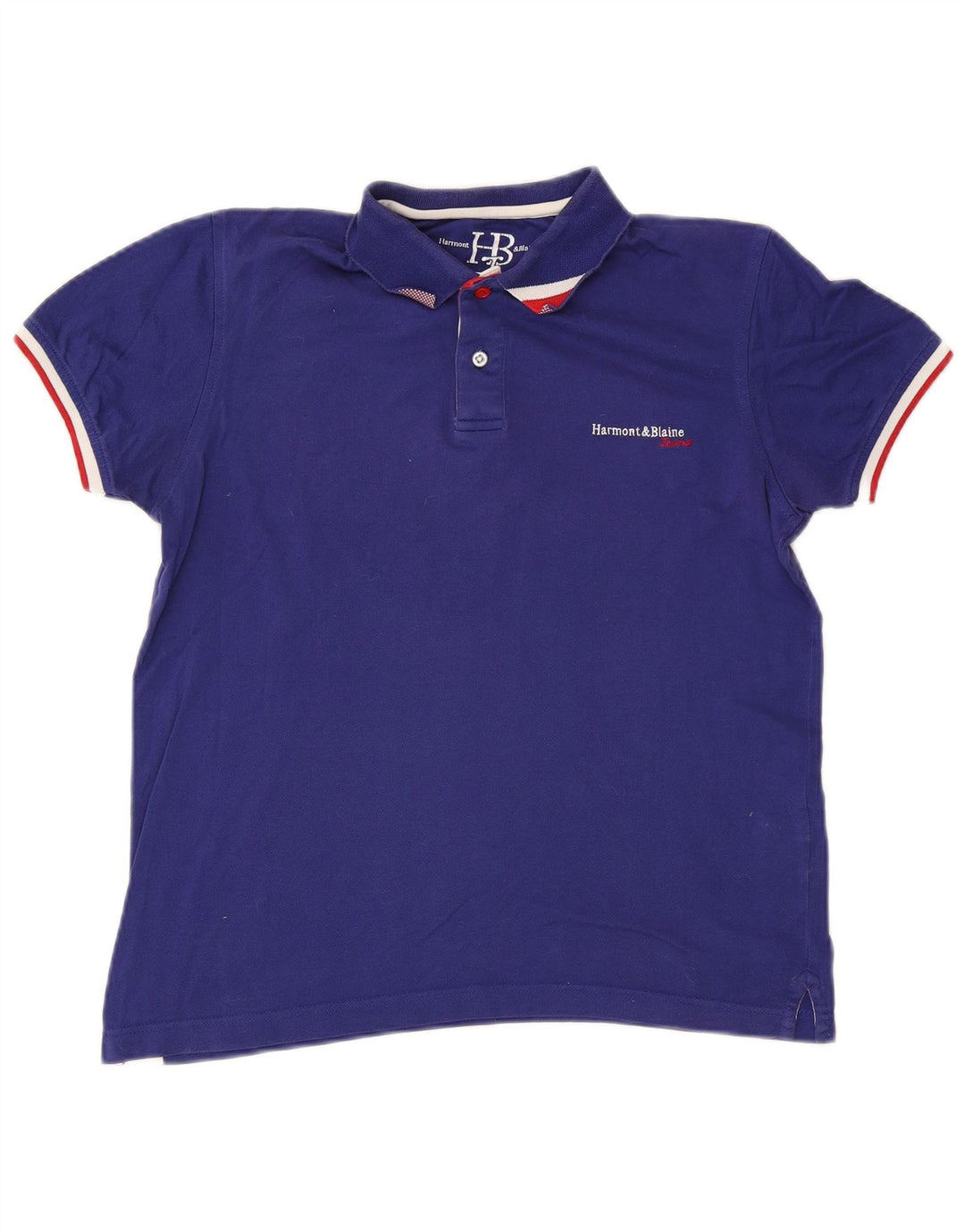 Camisa polo masculina Harmont & Blaine pequena azul algodão