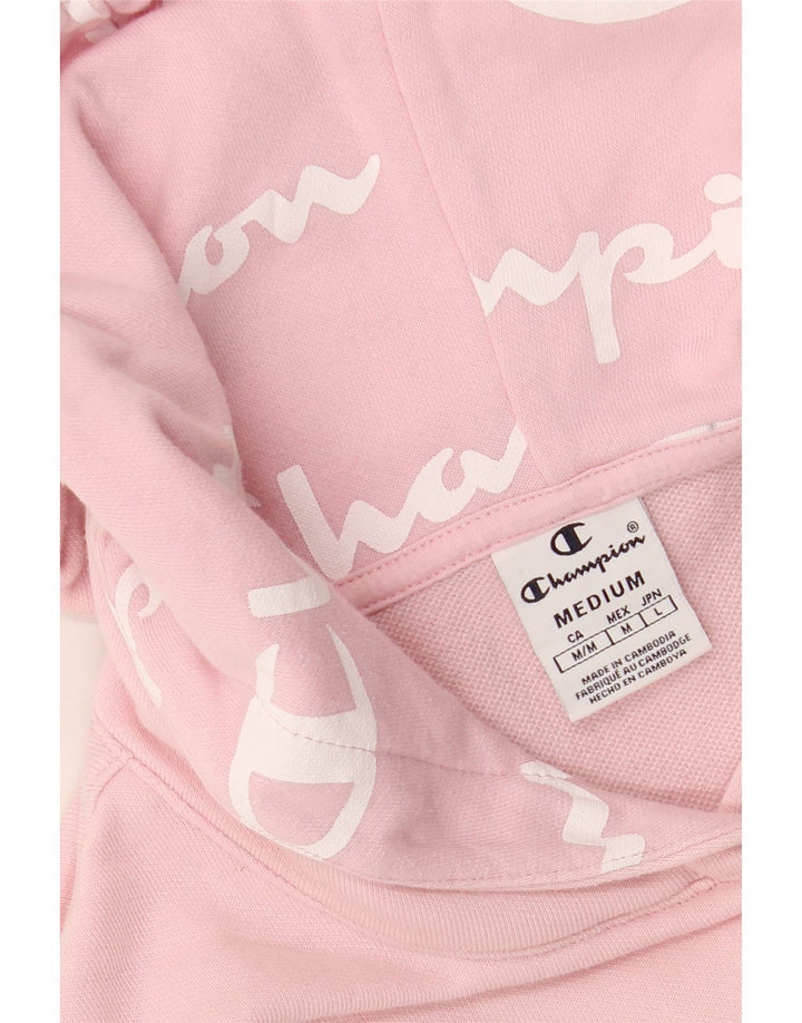 CHAMPION Womens Graphic Hoodie Jumper UK 14 Medium Pink Cotton Vintage Champion and Second-Hand Champion from Messina Hembry 