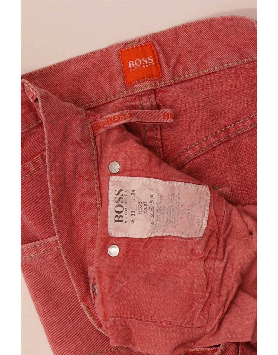 Hugo Boss Jeans reto masculino W33 L34 algodão rosa
