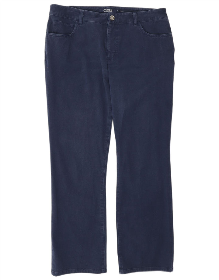 Calça jeans reta feminina Chaps US 12 grande W32 L28 algodão azul marinho