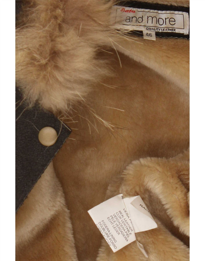 Jaqueta feminina de shearling com capuz Bata and More IT 46 grande couro marrom