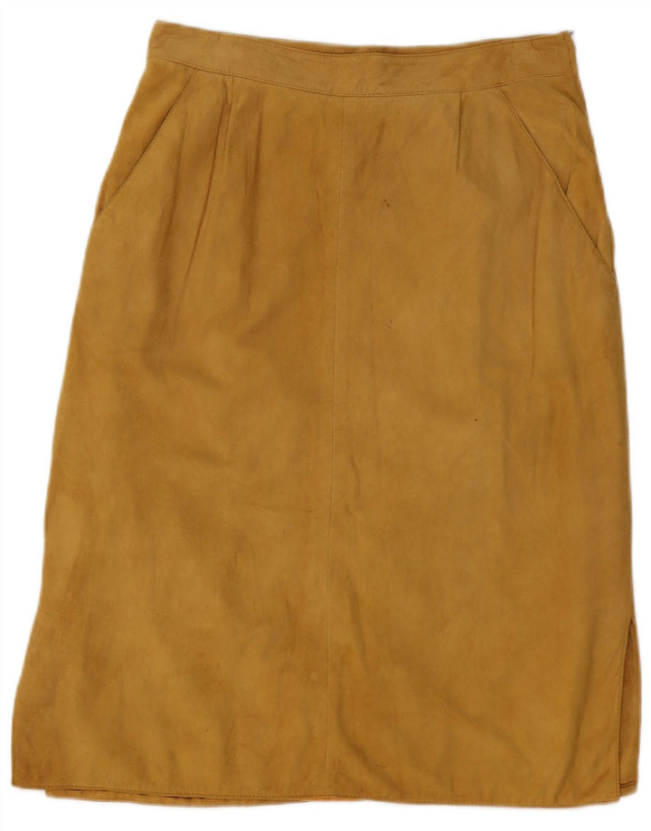 Saia feminina vintage de camurça W28 médio bege